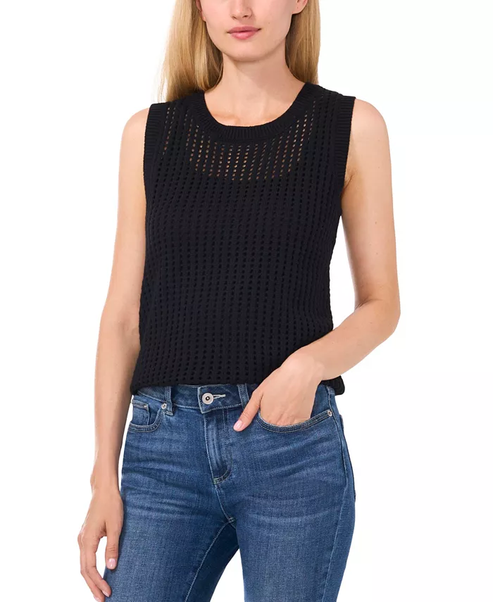 

Женский ажурный свитер-топ Allover Pointelle Stitch CeCe, черный