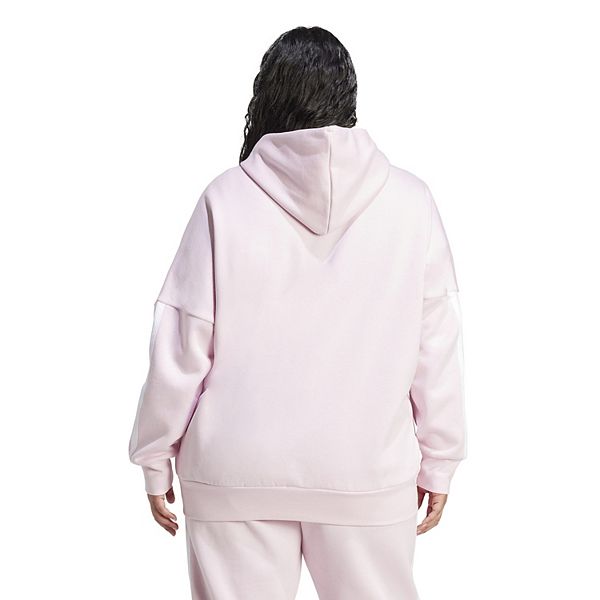 Толстовка с капюшоном на молнии Plus size essentials 3-stripes Adidas, Pink — фото 2
