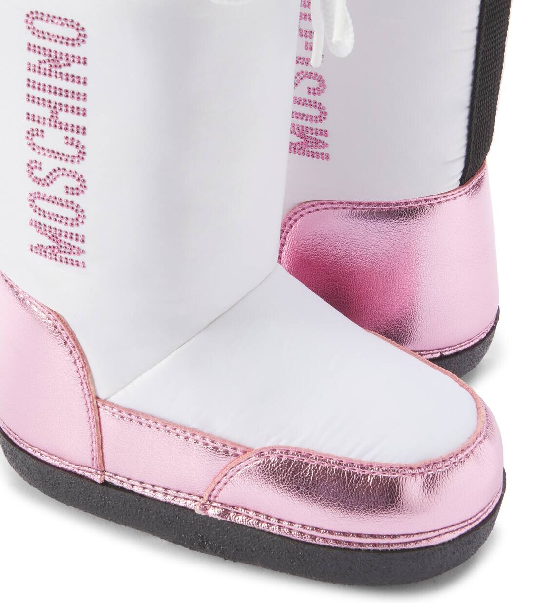 Зимние ботинки из искусственной кожи с логотипом Moschino Kids, цвет white pink — фото 4