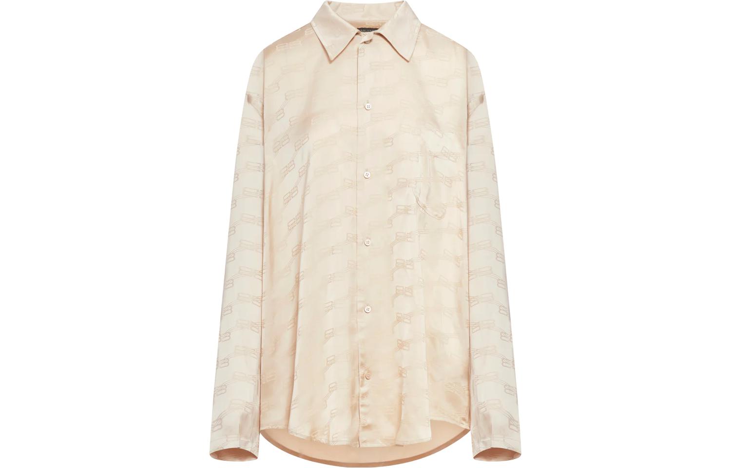 

Рубашка с длинным рукавом и логотипом-монограммой Balenciaga, Ecru