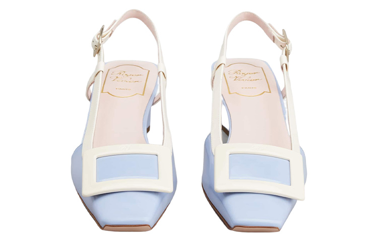 Бель Вивье Блок Хилл Высокие Каблуки Женские Светло-Голубые Roger Vivier — фото 4