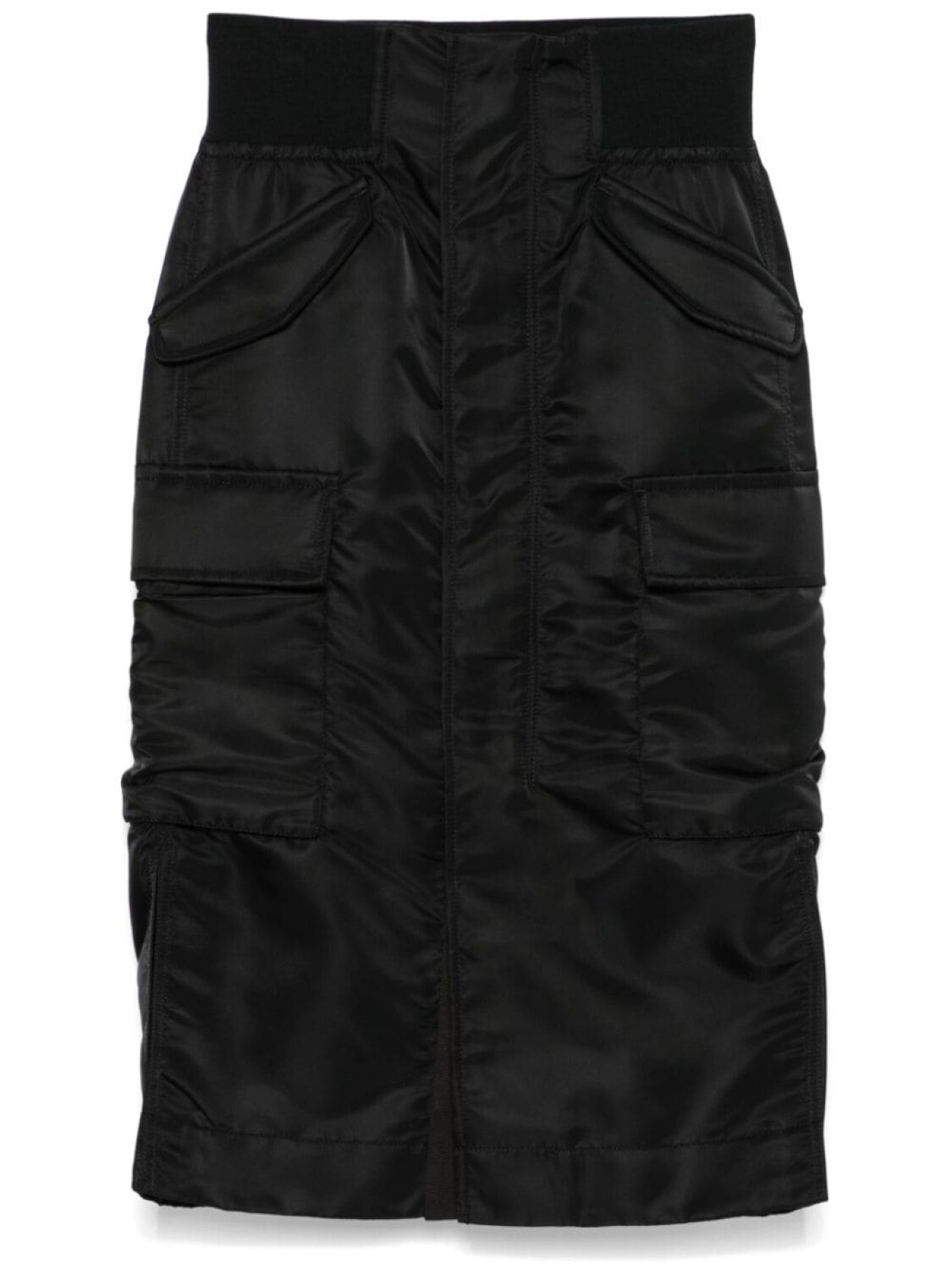 

Юбка миди с отделкой в рубчик Sacai, черный