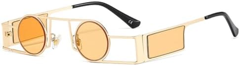 

2027 Панк Мужские круглые солнцезащитные очки Винтаж для женщин Ретро круглые солнцезащитные очки для женщин Уникальные металлические очки в стиле стимпанк UV400 MTZJH, C5gold-yellow