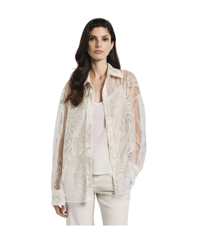 

Вышитая тюлевая блузка Access Fashion, бежевый