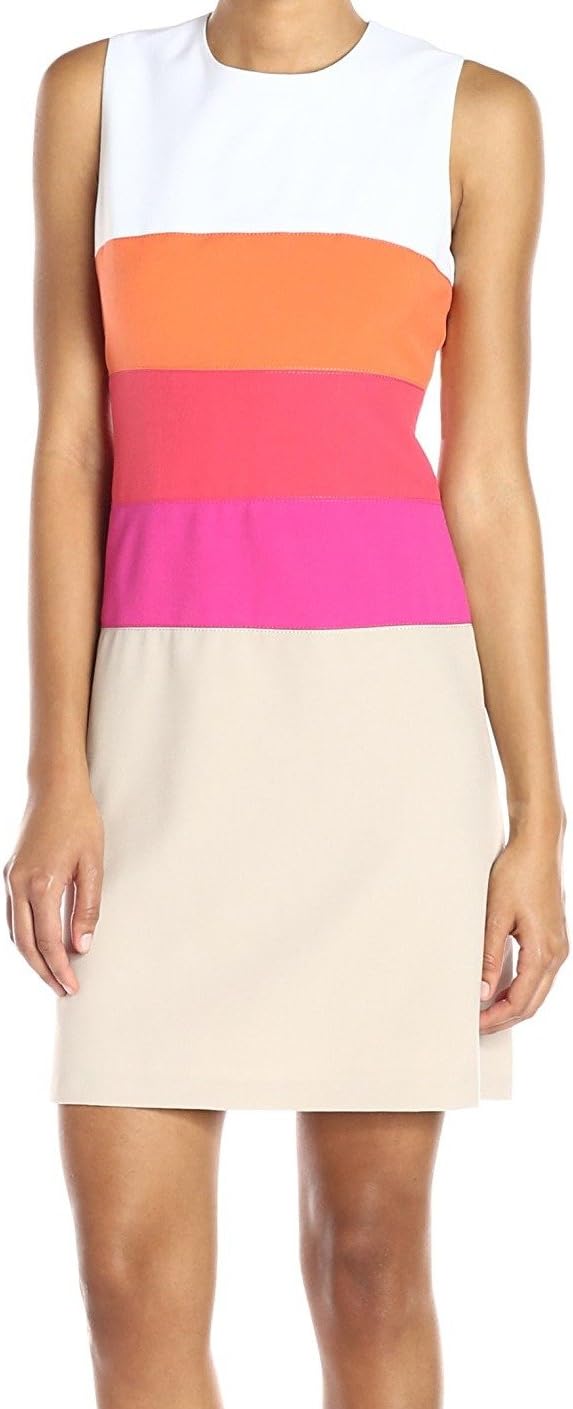 

Женское платье-футляр без рукавов Calvin Klein А-силуэта с цветными блоками, Khaki Multi