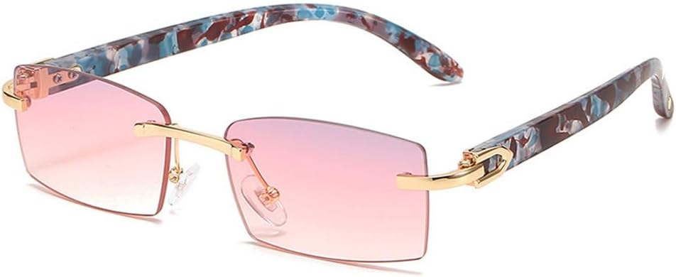 

Модные солнцезащитные очки без оправы для женщин, винтажные прямоугольные солнцезащитные очки для мужчин, женские солнцезащитные очки без оправы LVTFCO, C5gold-graypink