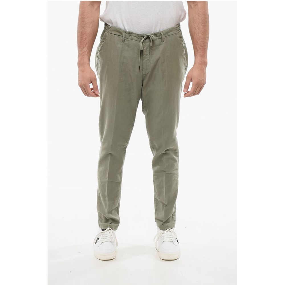 

CC COLLECTION Брюки из льняной смеси с завязками на талии Corneliani, Army