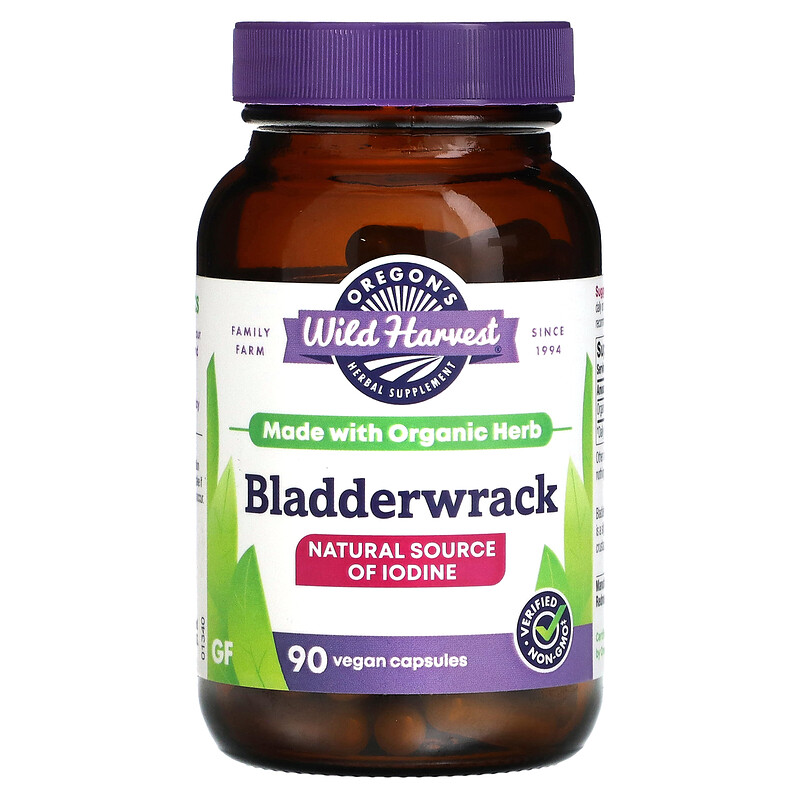 

Oregon's Wild Harvest, Bladderwrack, 600 мг, 90 веганских капсул