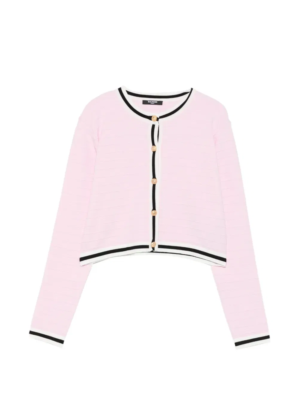 Кардиган c пуговицами и полосатой отделкой Balmain Kids, розовый