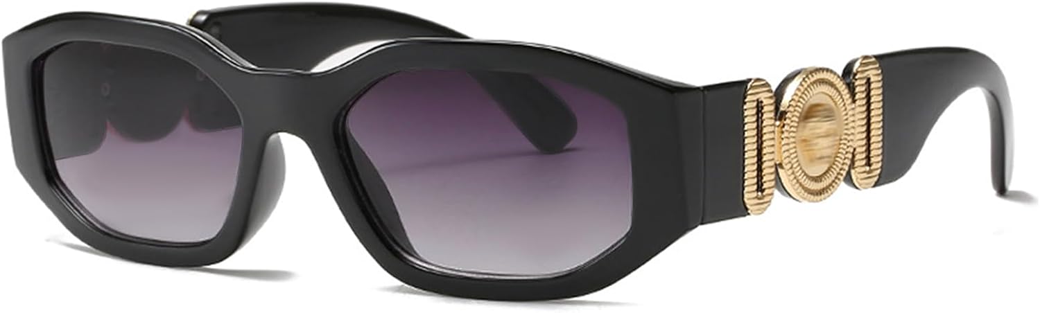 

Солнцезащитные очки в стиле ретро прямоугольной формы для женщин и мужчин, модные солнцезащитные очки с толстой квадратной оправой, винтажные черные очки в стиле 90-х YouthMall, Black/Grey Gradient