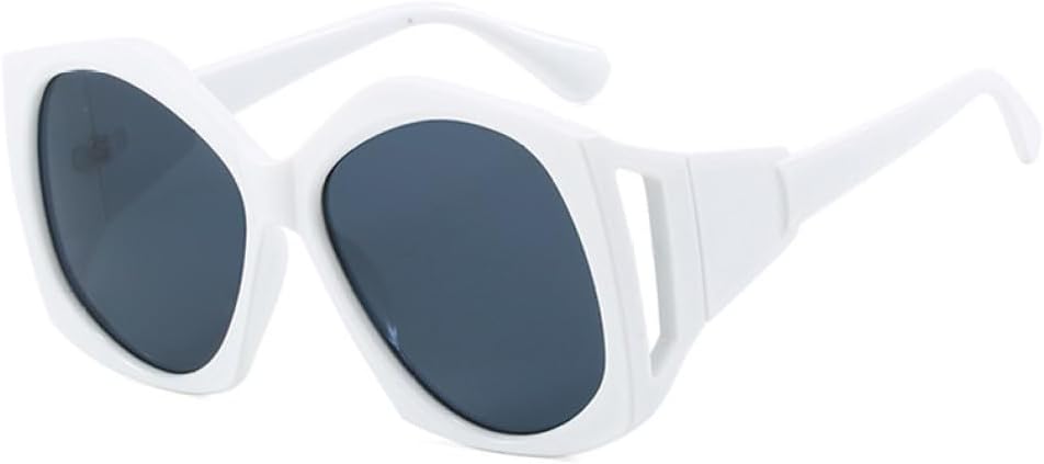 

Большие солнцезащитные очки неправильной многоугольной формы для женщин, крупная оправа, полый солнцезащитный козырек, солнцезащитный козырек для улицы, пляжные зеркала HDUBFY, White