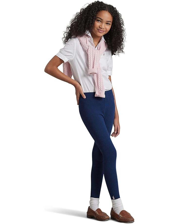 Брюки Polo Ralph Lauren Kids Stretch Cotton Legging, цвет Refined Navy — фото 3