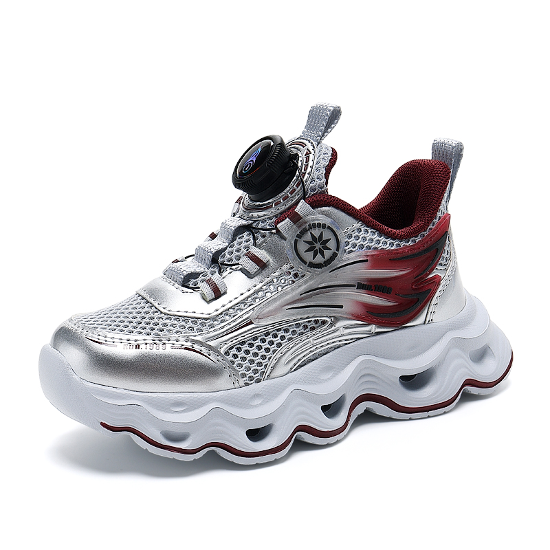 

Кроссовки для бега с низким верхом для детей с амортизацией, износостойкие, с отскоком, дышащие, легкие QIQUDUCK, серый/красный