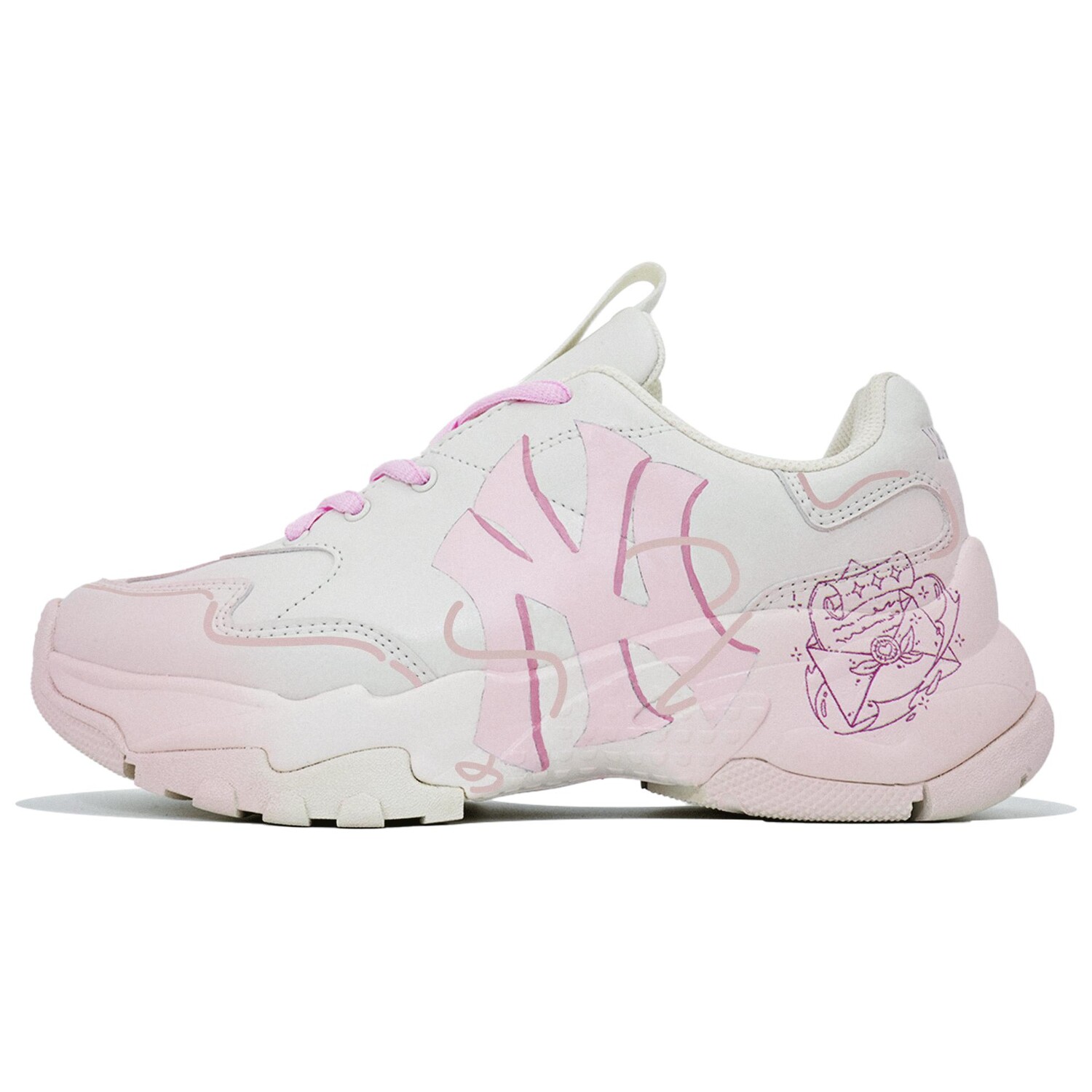 

Кроссовки MLB Big Ball Chunky Chunky Sneakers Unisex Low-top Pink, белый