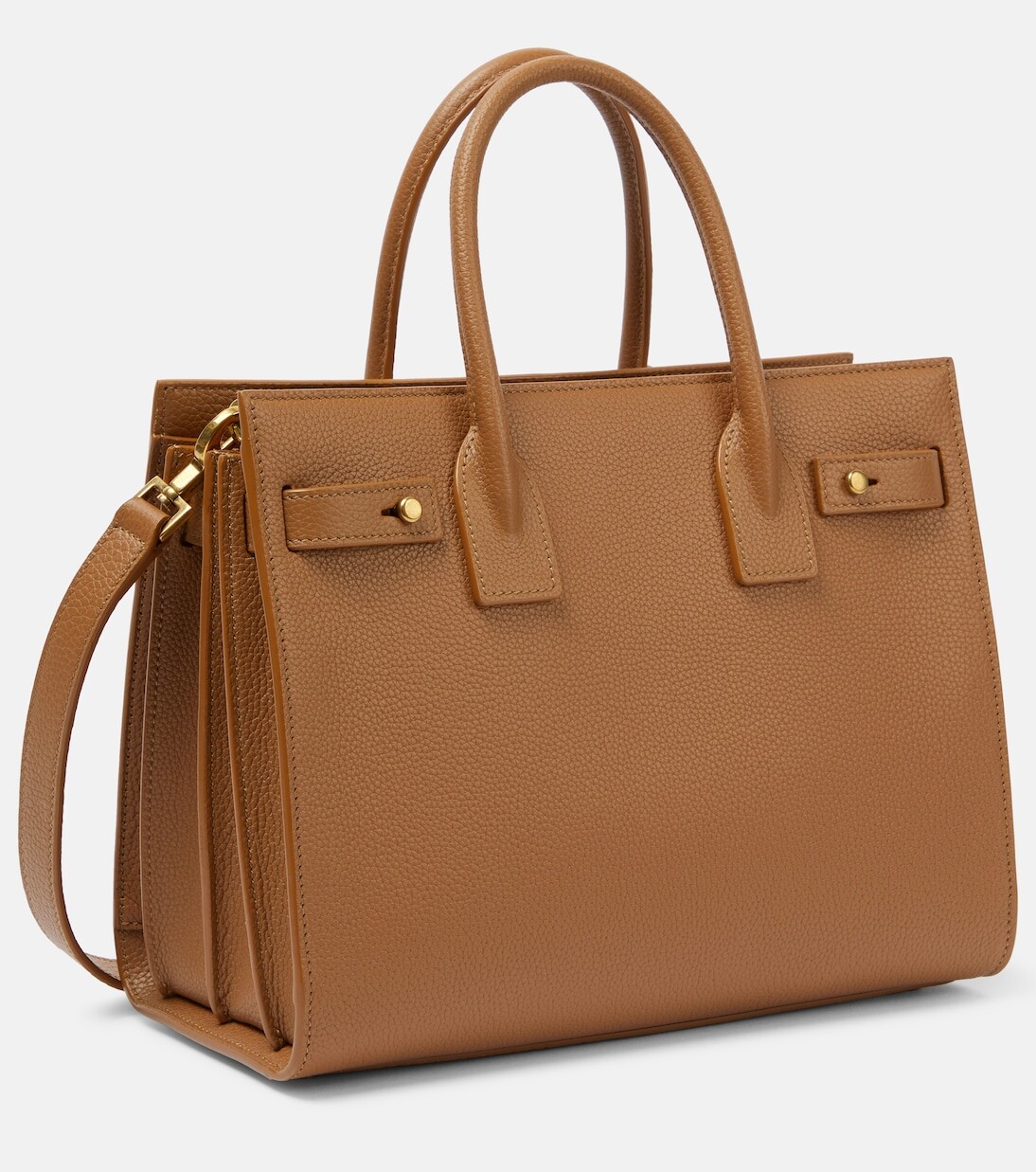Маленькая кожаная сумка-тоут sac de jour Saint Laurent, коричневый — фото 4