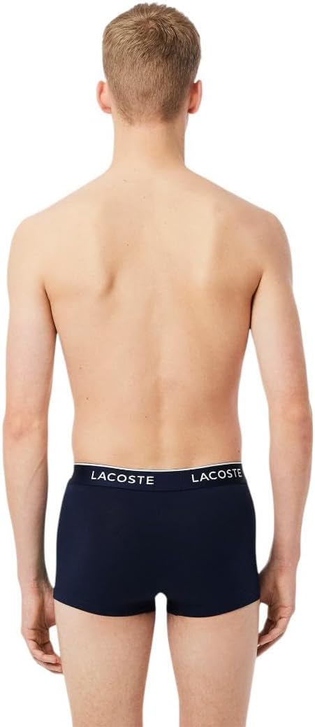 Трусы мужские Lacoste хлопковые с эластичной триколорной резинкой, 3 шт, Navy Blue/Green/Red — фото 3
