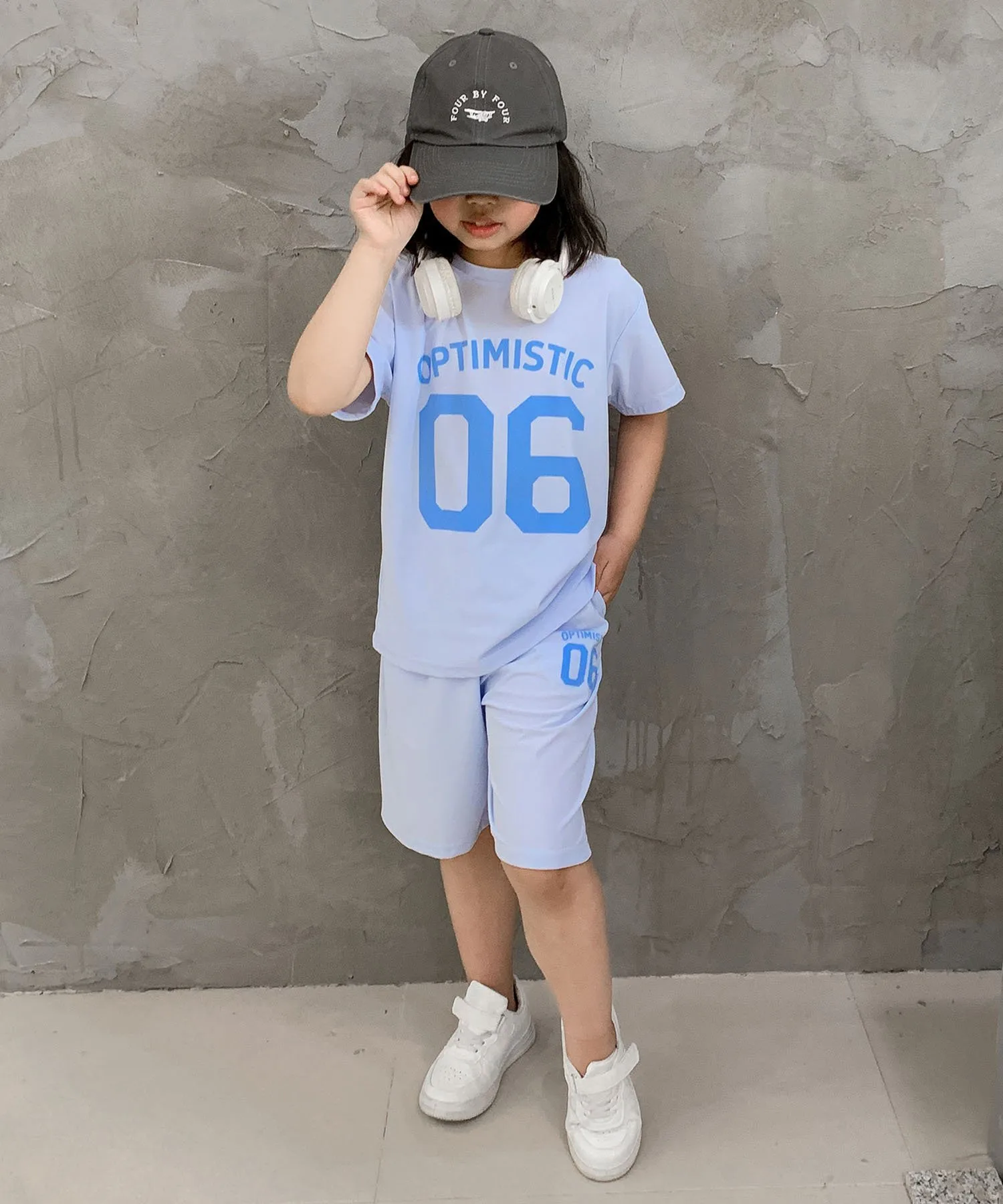 Детский комплект: футболка и шорты с номером и логотипом Aimoha Kids, blue — фото 4
