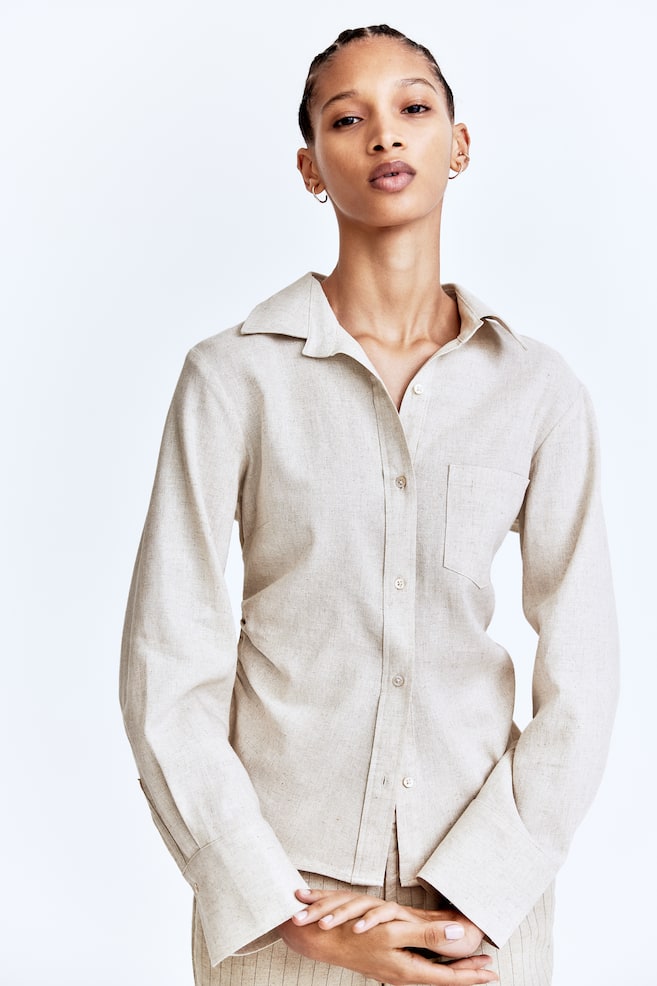 

Льняная блузка с оборками H&M, бежевый