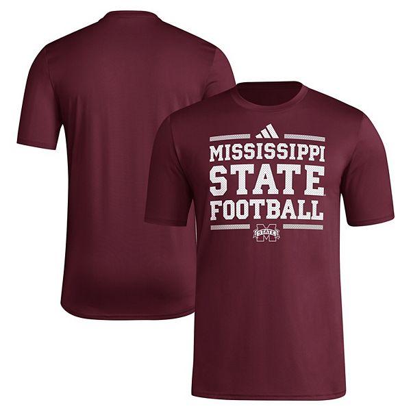 Мужская бордовая футболка Mississippi State Bulldogs Aeroready для предыгровой раздевалки Adidas — фото 2