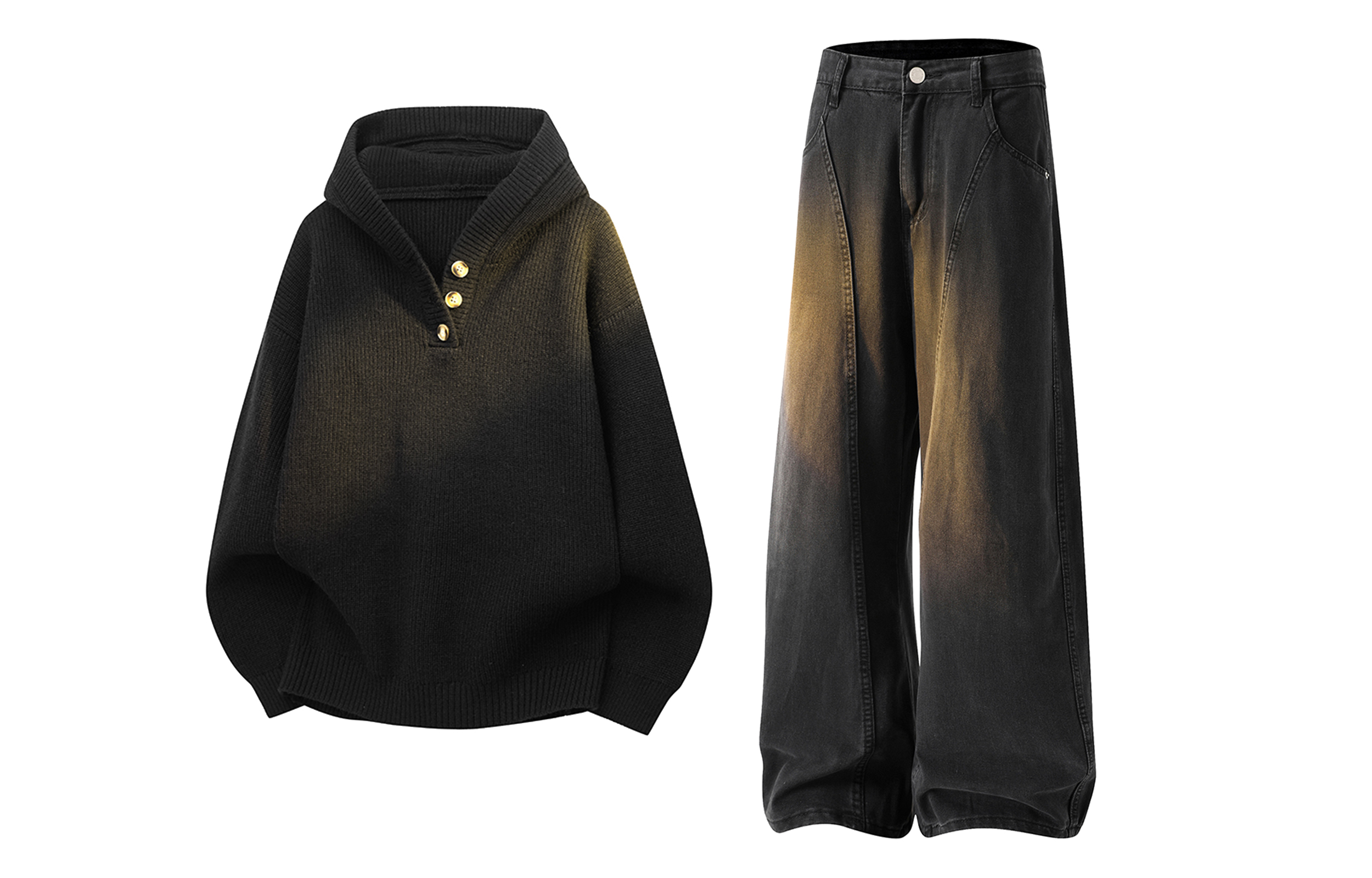 

Повседневный худи Unisex Casual Sportswear X1617, черный top+черный pants