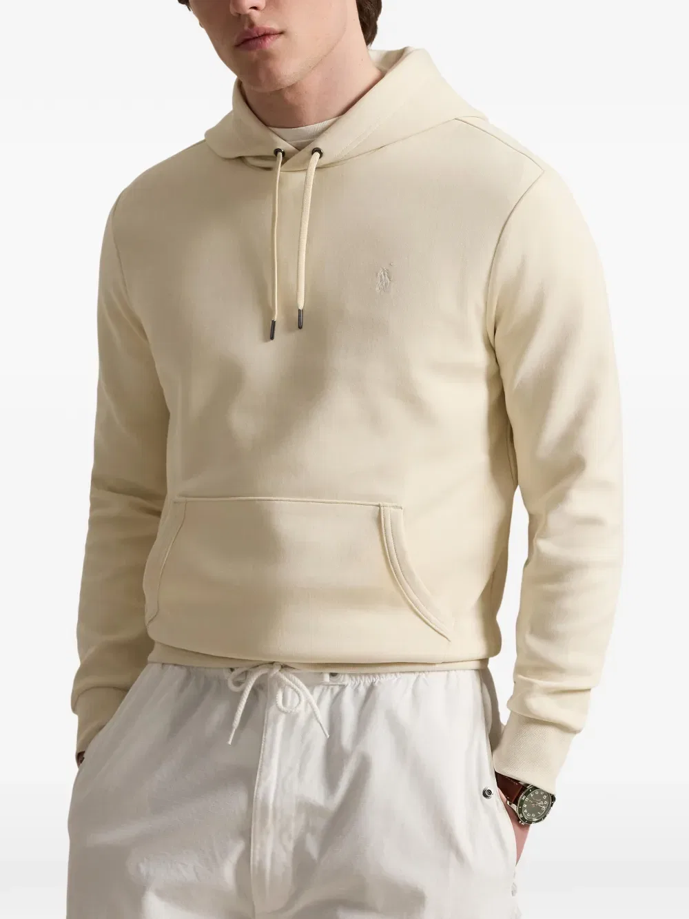 Худи с вышитым логотипом и завязками Polo Ralph Lauren, нейтральный — фото 3