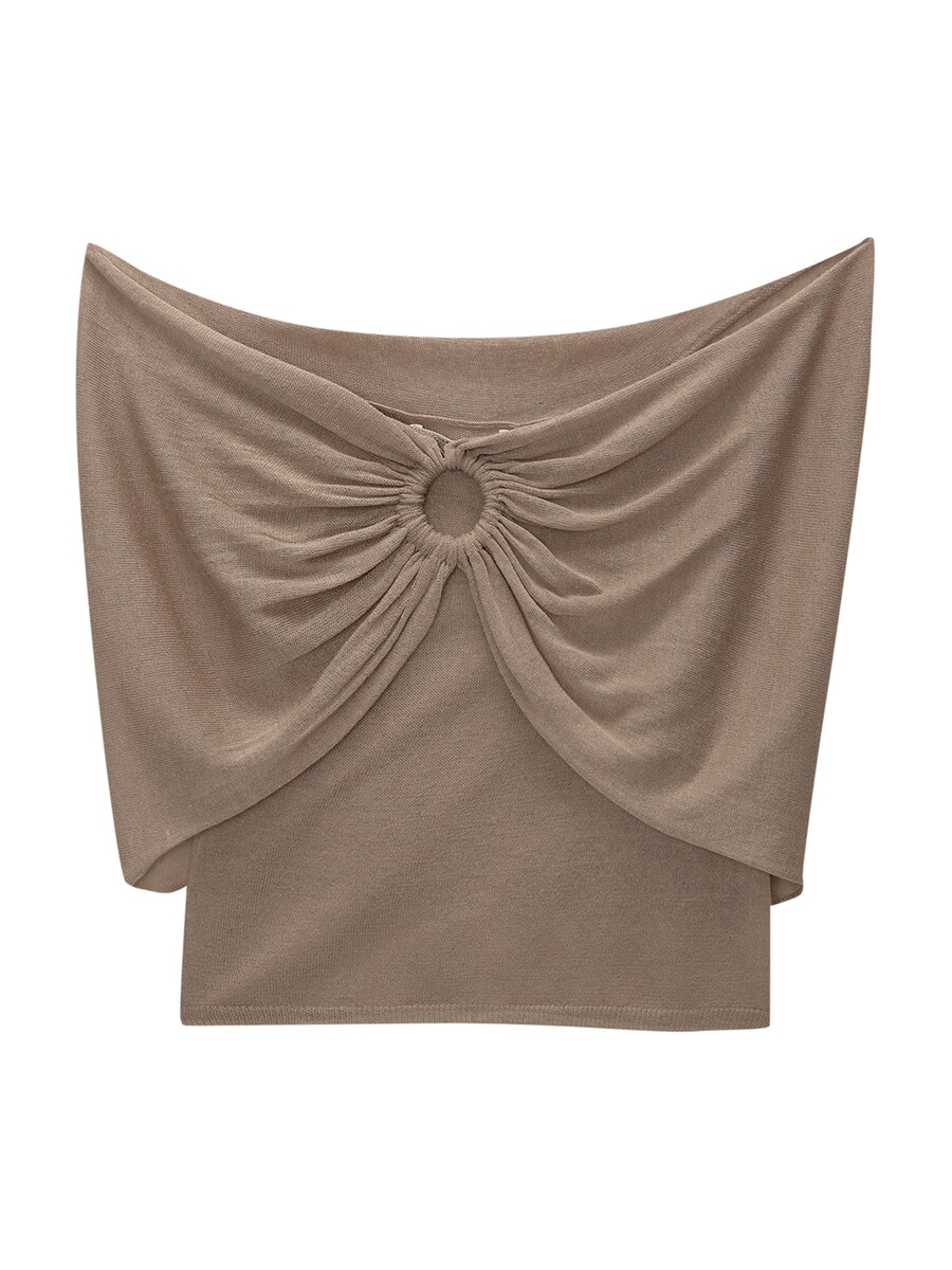 

Вязаный топ Pull&Bear, цвет mottled brown