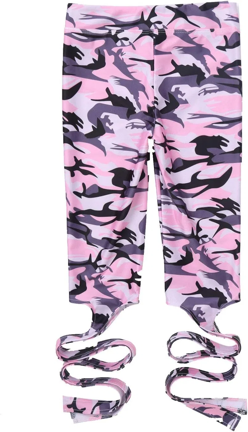 Детские леггинсы с перекрестными лямками, Loodgao, Camouflage Pink — фото 4