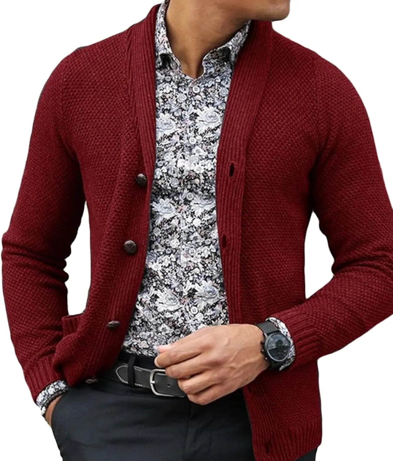 

Мужской кардиган с воротником-шалью на пуговицах, с карманами и мягкой текстурой Kaxiya2021