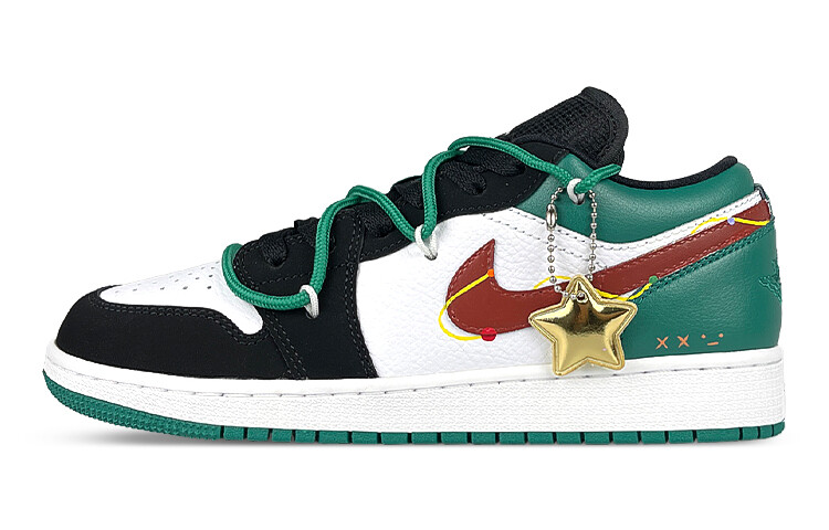 

Кроссовки Air JORDAN 1 Vintage Basketball Shoes Women's Low-Top White Black/Green/Red/Yellow