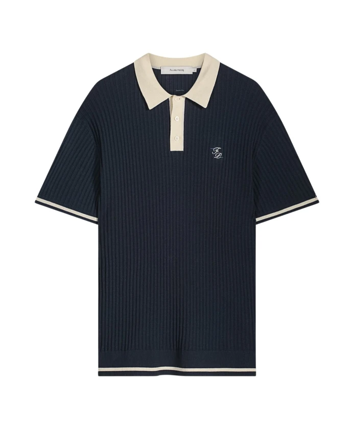

Рубашка-Поло из тонкой вязки Filling Pieces, синий
