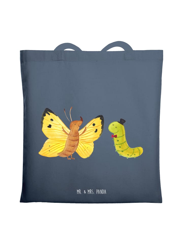 

Mr. & Mrs. Panda Сумка-шоппер с изображением гусеницы и бабочки, выполненная в индиго-синем цвете