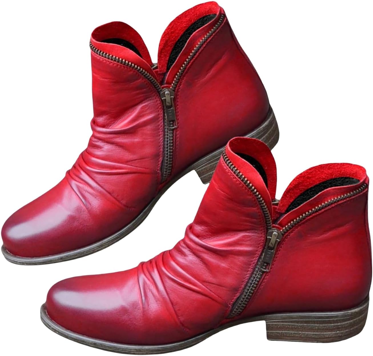 

Женские ботинки Wankang на низком каблуке Челси, из искусственной кожи, с заостренным носком, широкие, без шнуровки, короткие ботильоны, розовый