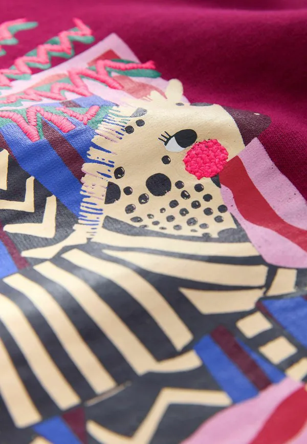 Толстовка с круглым вырезом стандартного кроя Next, Burgundy Red Zebra — фото 3