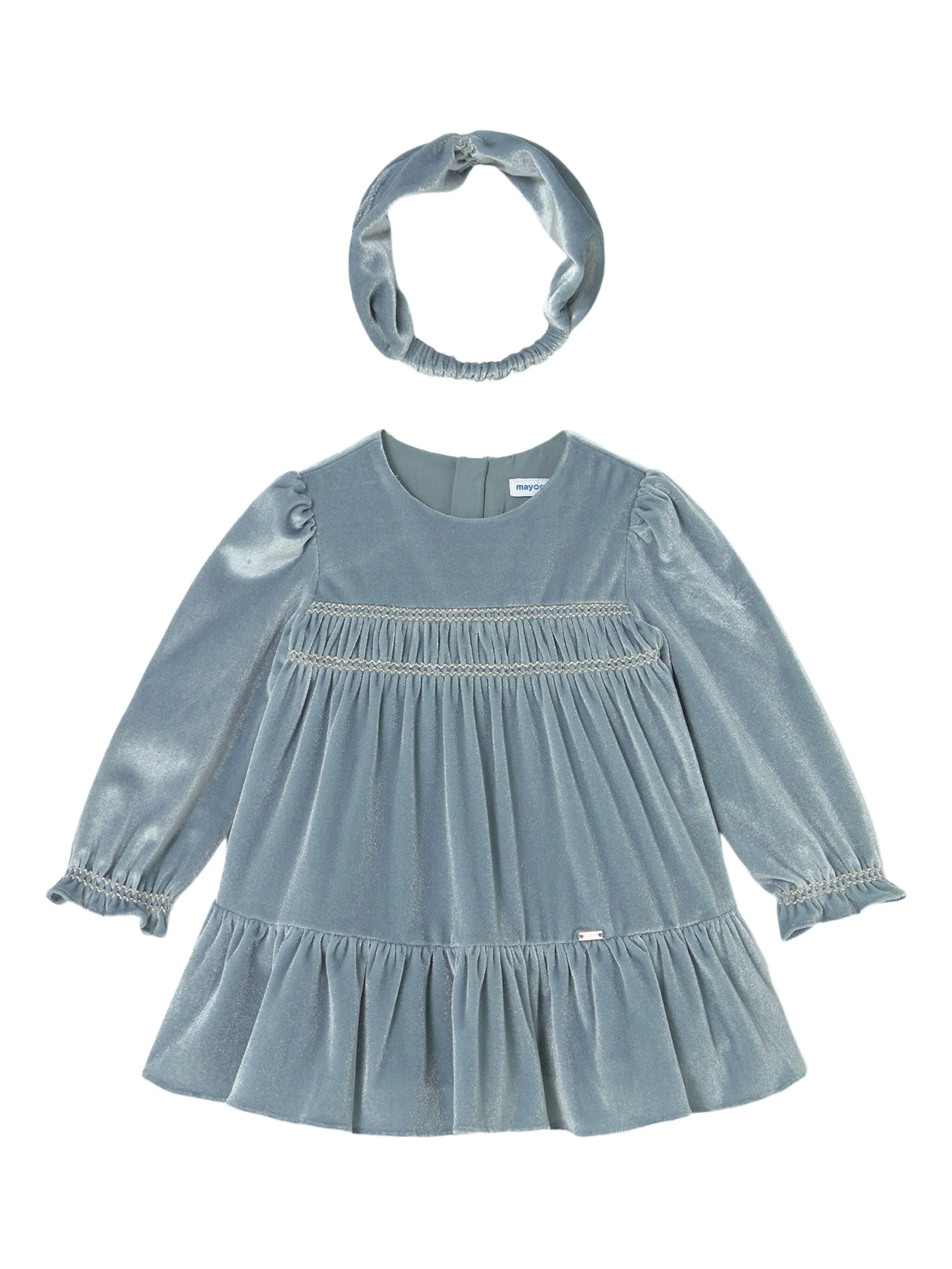 

Бархатное платье с оборками Mayoral, синий