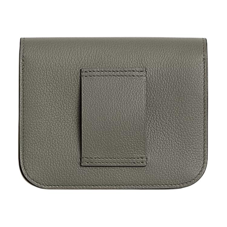 HERMES Кошелек-монетница Constance Slim Silver Tone Buckle из телячьей кожи Evercolor для женщин, 0L, цвет Grismeyer Rain Cloud Gray — фото 2