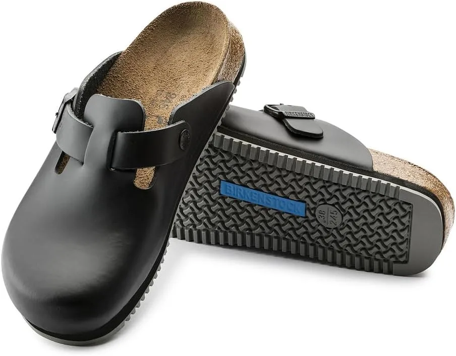 Birkenstock Boston Super Grip aus Naturleder - Herren und Damen Сабо Berufsschuh - Rutschhemmende Gummi-Eva-Sohle nach EN ISO 20347 - Anatomisch geformtes Kork-Latex-Fußbett, черный — фото 4
