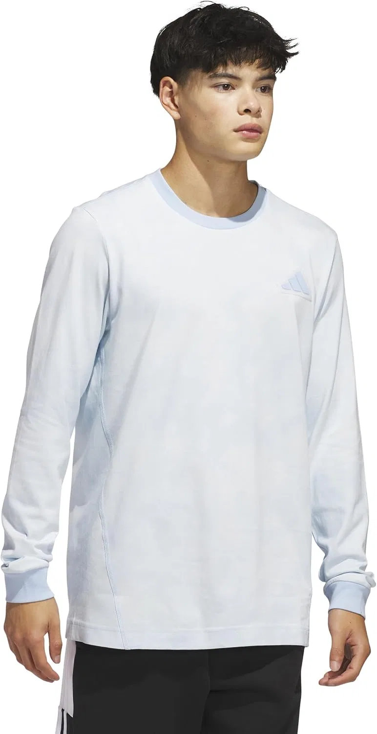 Футболка Adidas Men's Tech с длинным рукавом, Blue/Sky Tint, Large/Tall