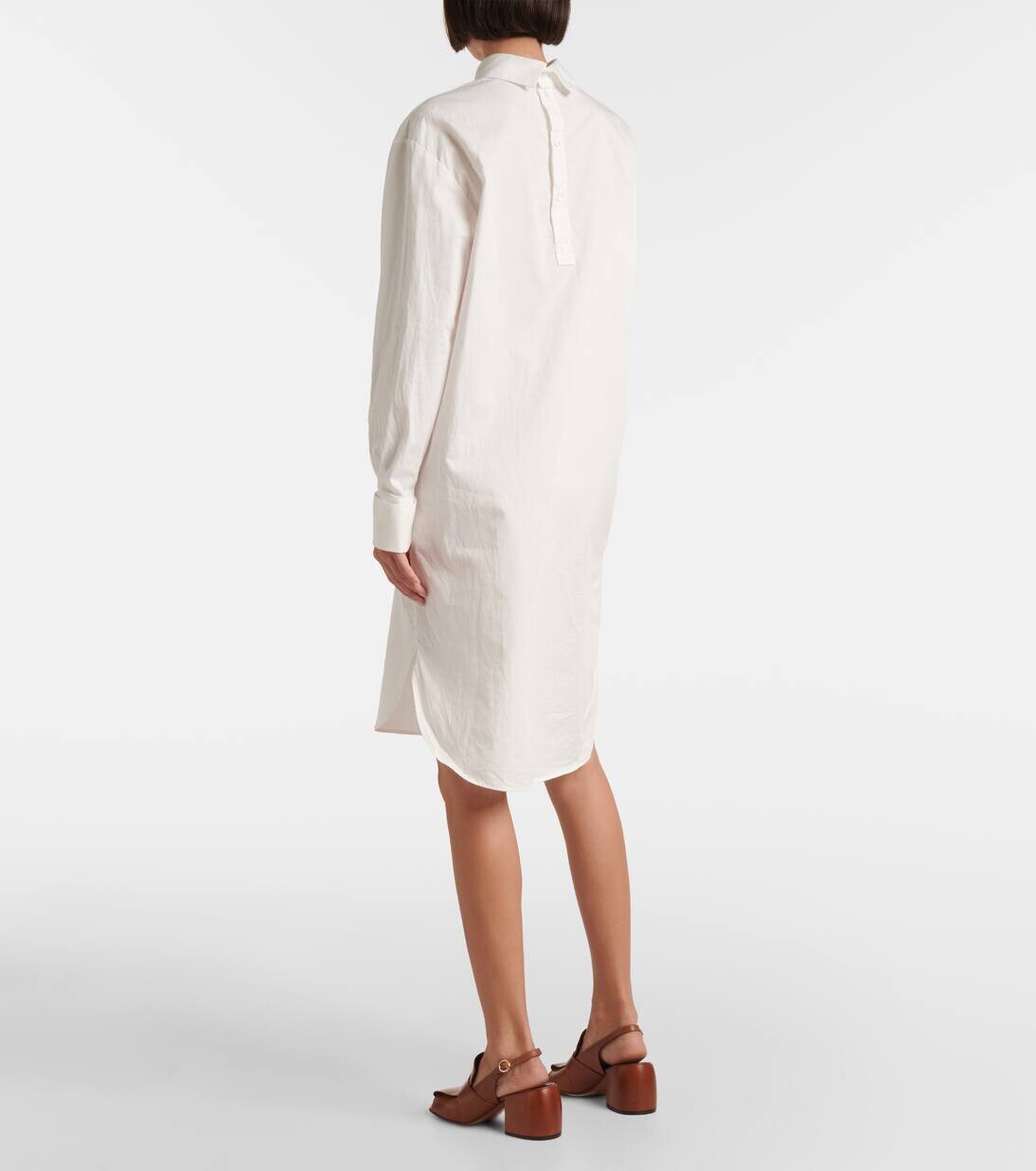 Мини-платье из хлопкового поплина Dries Van Noten, цвет off white — фото 3