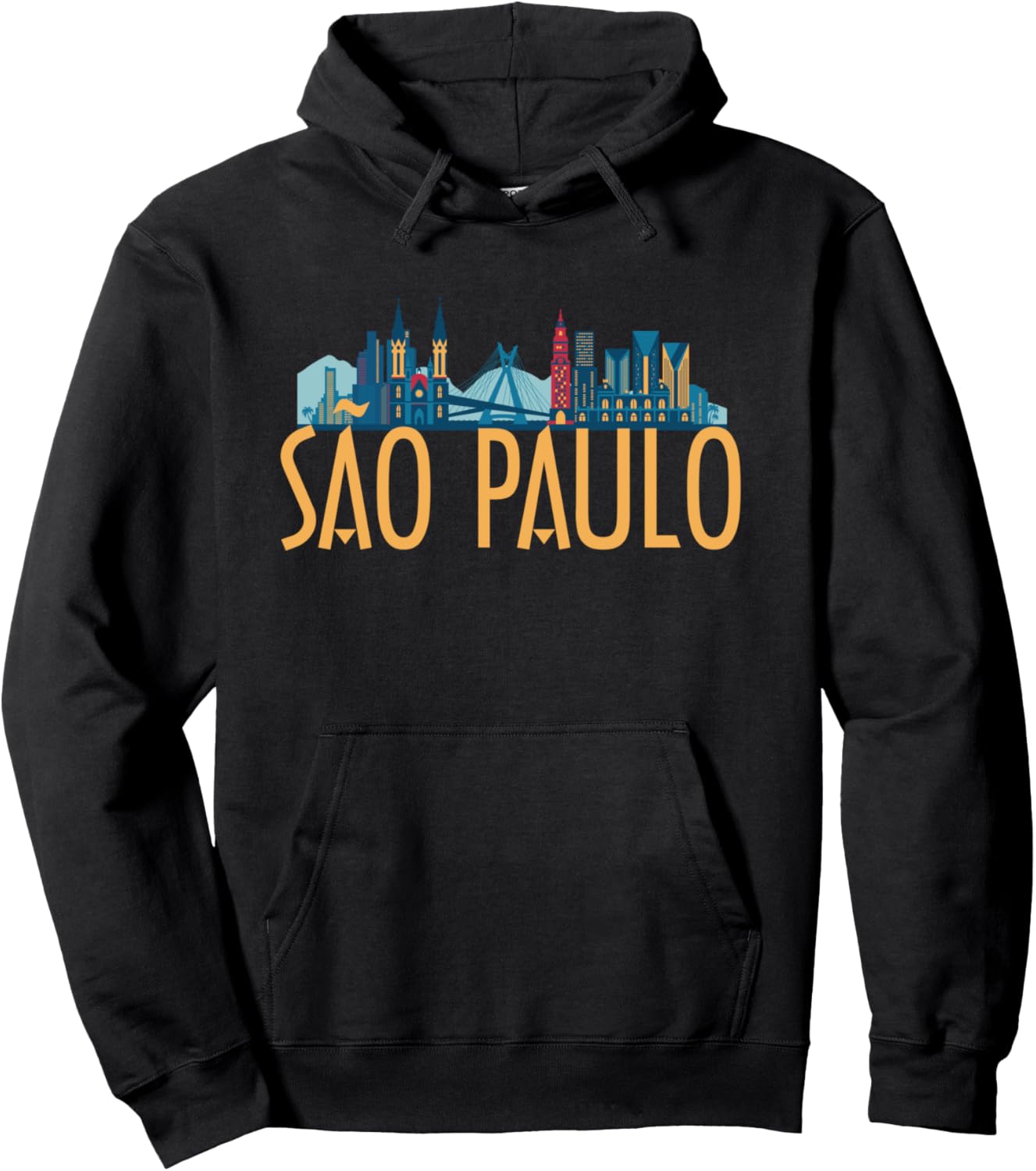 

Худи с силуэтом городского пейзажа Сан-Паулу, Бразилия Brazil City Skyline Silhouette Outline, черный