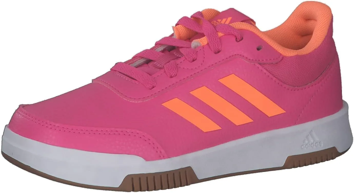 Детские спортивные тренировочные кроссовки Adidas Tensaur на шнуровке, унисекс, белый/оранжевый