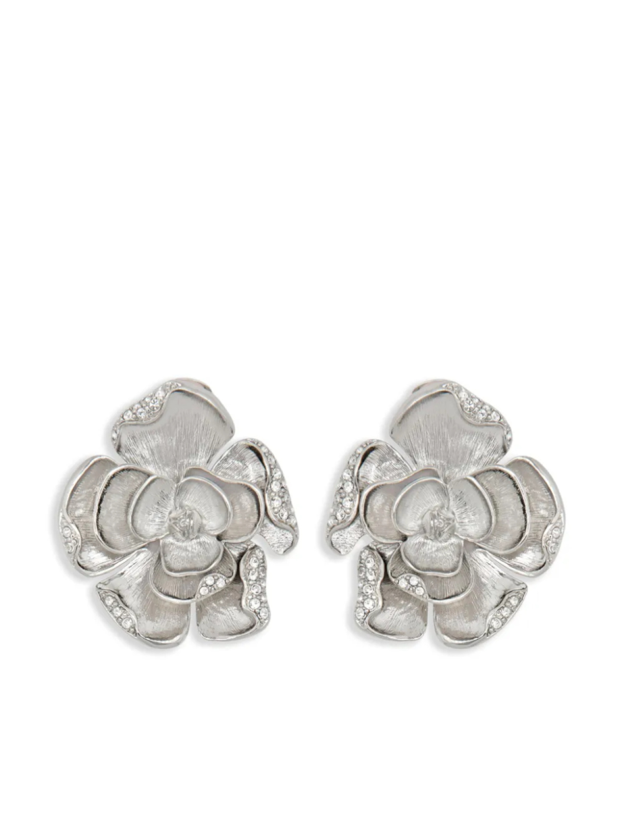 

Oscar de la Renta серьги-клипсы Large Pavé Rose, серебряный