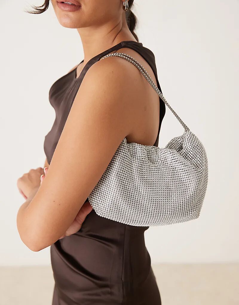 

Сумка-цепочка Mango Diamante из серебра