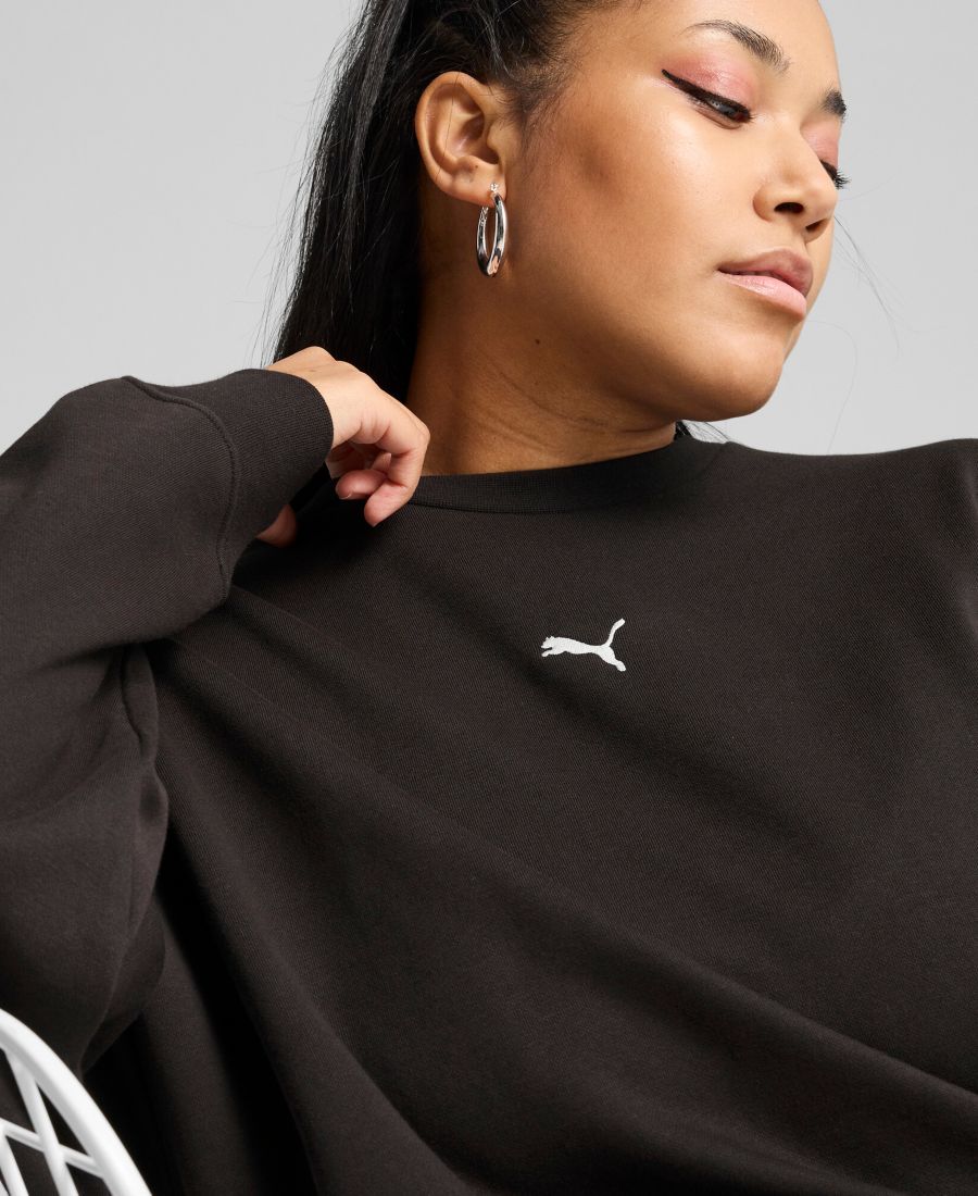 

Женская универсальная флисовая толстовка свободного кроя Puma, Puma Black, Черный, Женская универсальная флисовая толстовка свободного кроя Puma, Puma Black