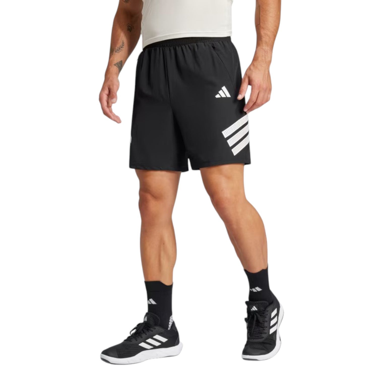 Шорты Adidas Icon Three Stripes Shorts 'Black White' — фото 2