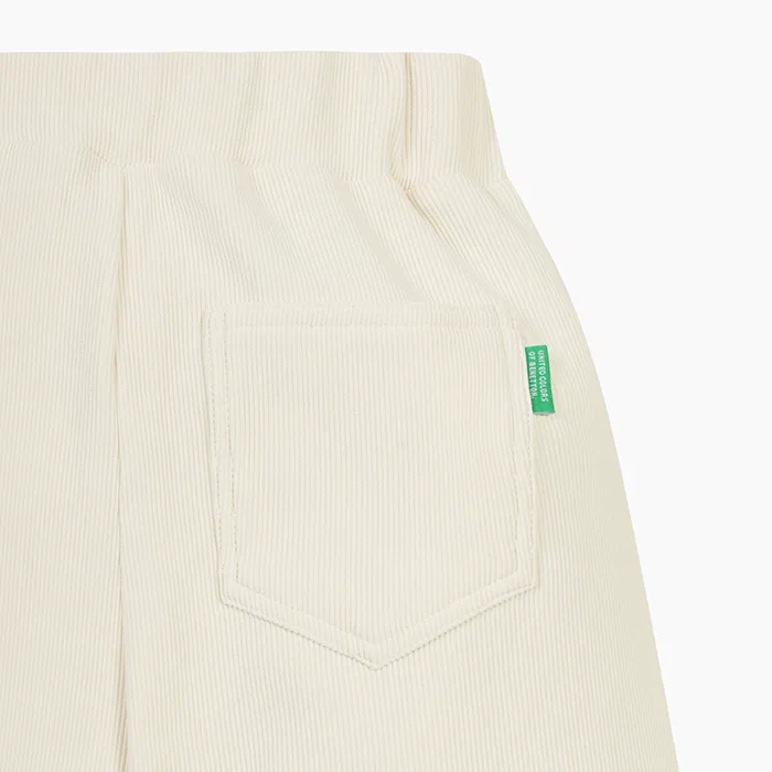 Детские джерси-брюки свободного кроя цвета айвори от Benetton Kids — фото 4
