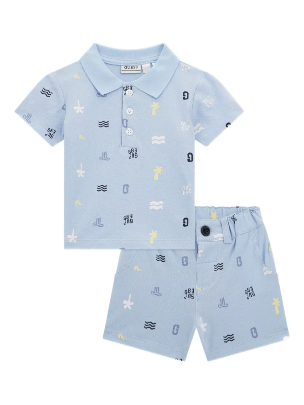 

Guess детский хлопковый комплект с шортами guess kids, синий