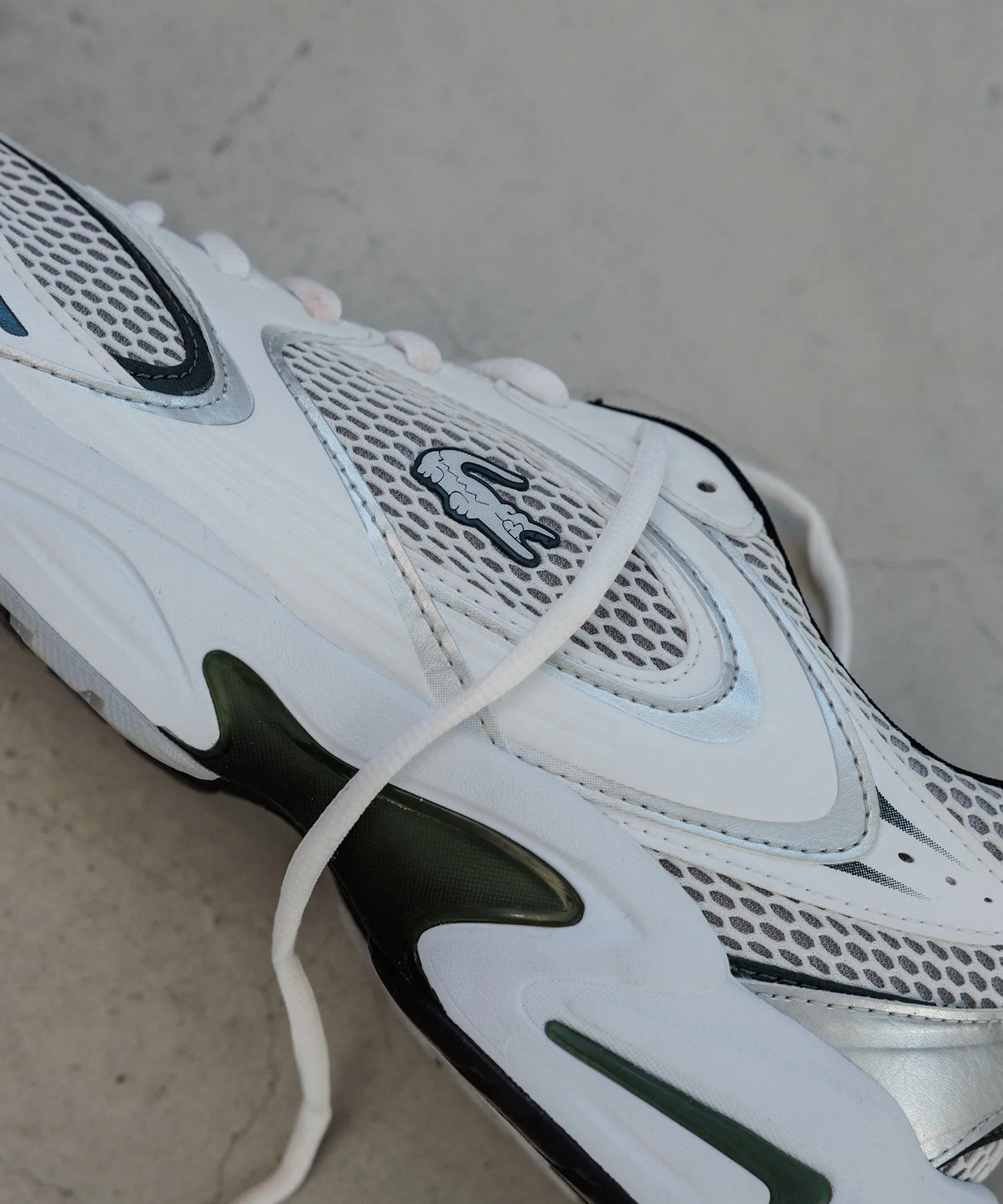 Мужские кроссовки LACOSTE STORM 96 2K с сеткой и синтетической кожей белые — фото 3