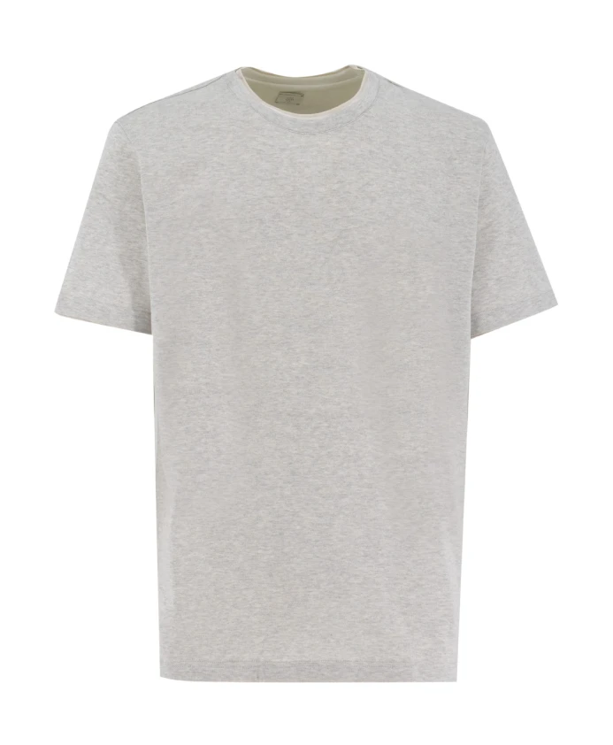 

Хлопковая футболка с круглым вырезом и контрастной вставкой. Eleventy, серый