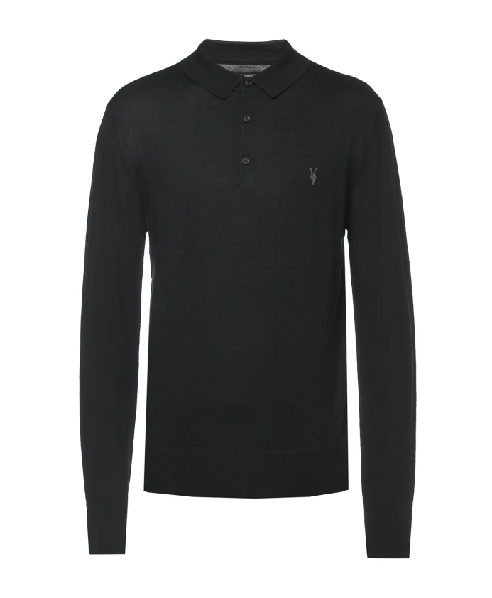 

Шерстяная рубашка поло Allsaints, черный