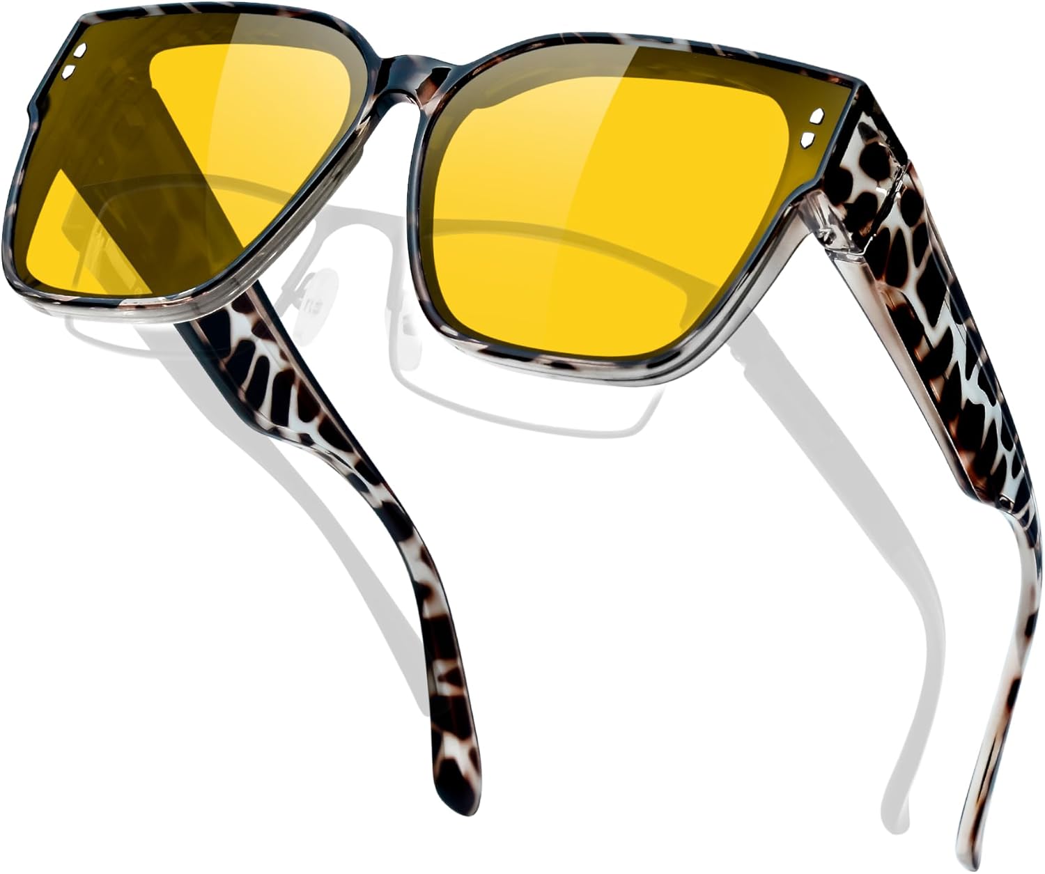 

KANASTAL — большие солнцезащитные очки для женщин и мужчин, поляризованные, с защитой от УФ-излучения UV400, модные, квадратной формы, 【a09】gray Leopard Print/Non-polarized Yellow